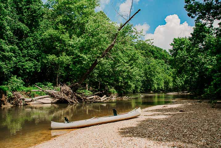 canoeing down the Niangua River in Missouri