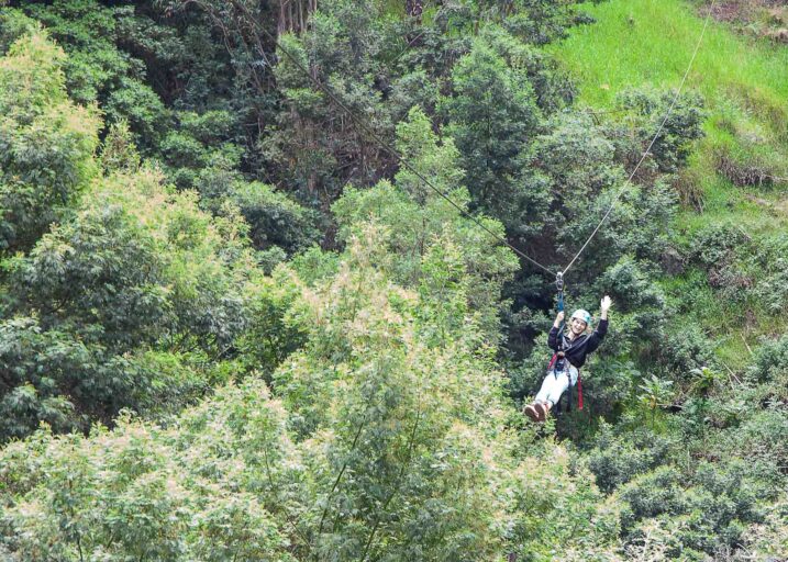 Ziplining in the forest