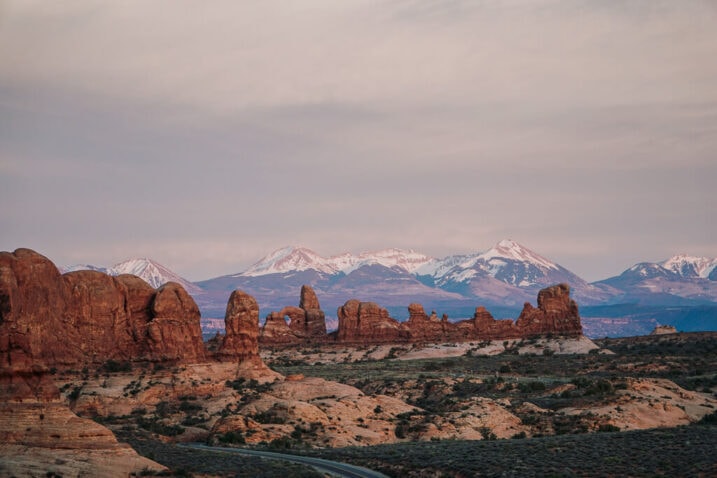 View out over arches national park in the fall