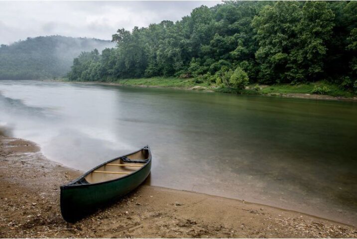 the most scenic section of the buffalo river upper with a canoe