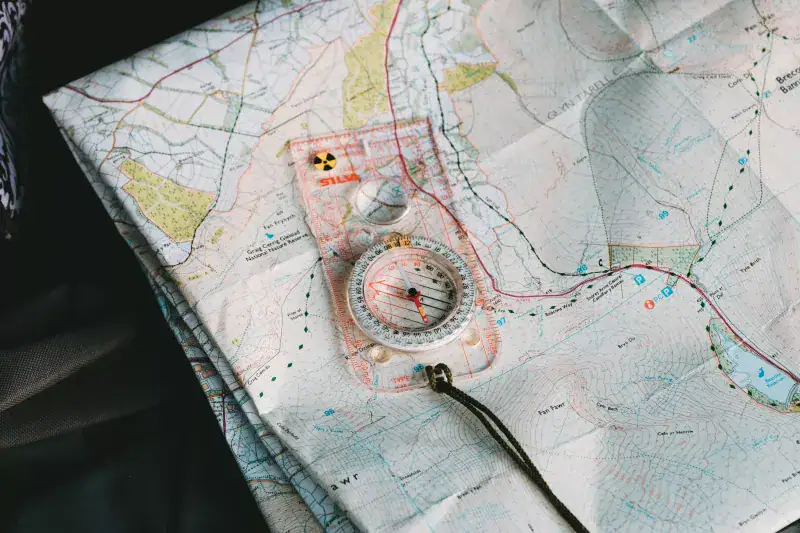 Navigation Tools: Paper Map and Compass (Plus Optional GPS)