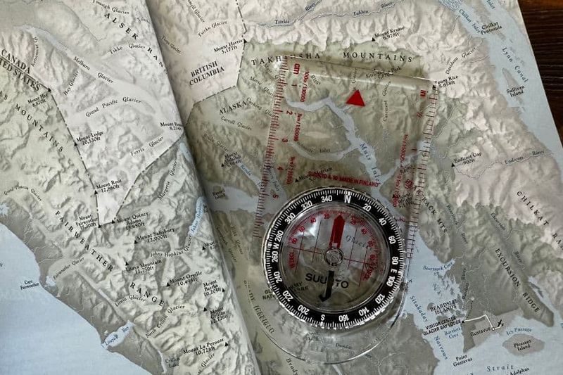 Paper Topo Map and Baseplate Compass