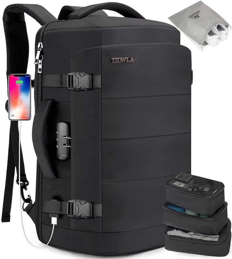 Tzowla Anti-Theft Laptop Backpack: TSA-Friendly Security System