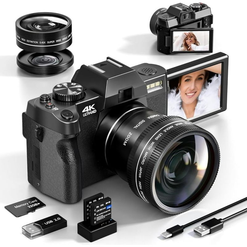NBD 48MP 4K Vlogging Camera with Wide-Angle Lens
