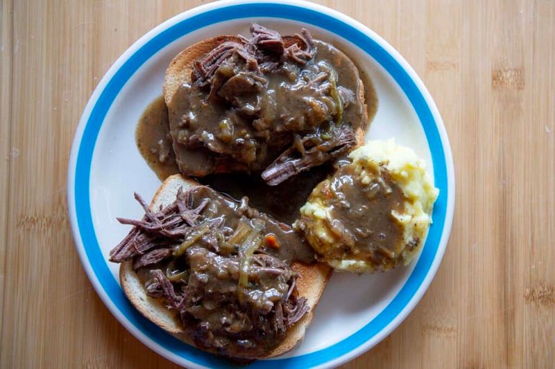 Hot Open-Faced Roast Beef Sandwich