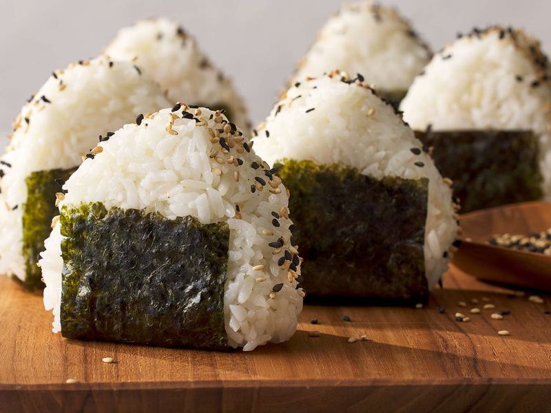 Onigiri (rice balls) with a dab of soy sauce