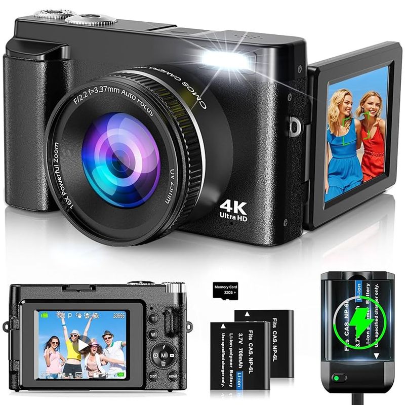 PORTWORLD 48MP Dual Lens 4K Vlog Camera
