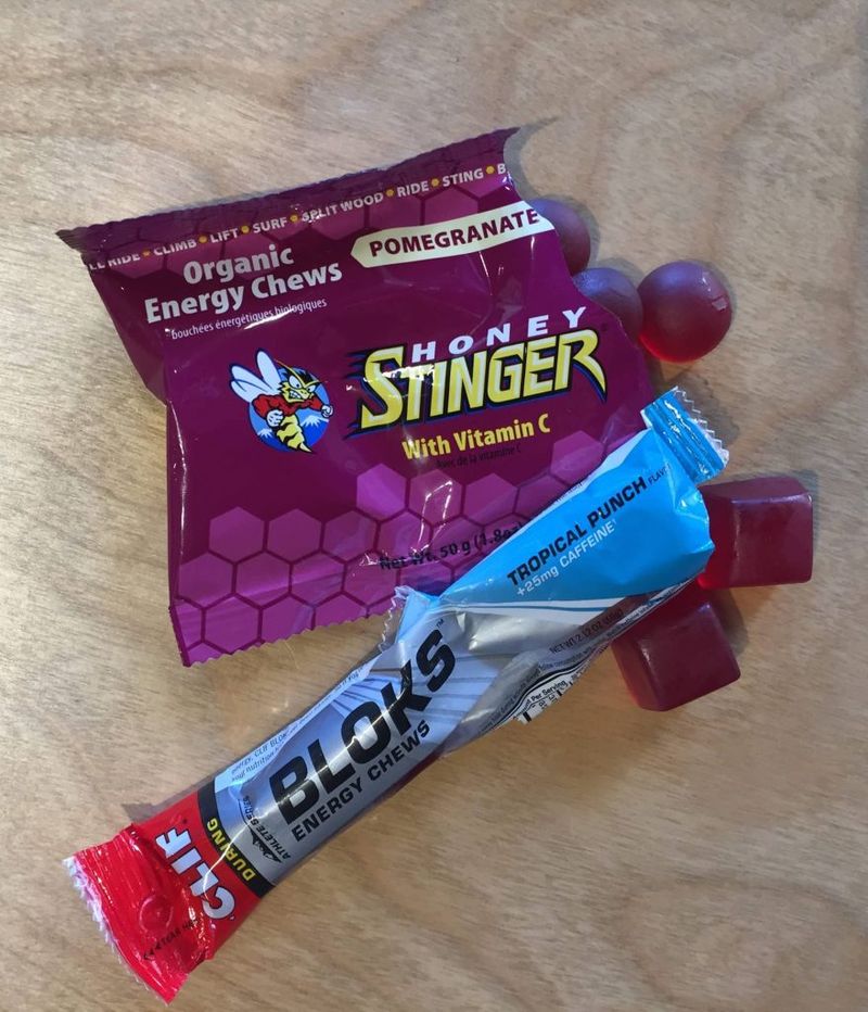 Energy chews or gels (with or without caffeine)