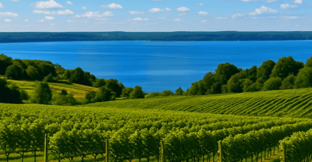 The Michigan Town Where Vineyards Meet Autumn Lake Views