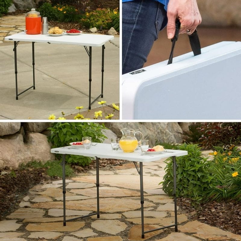 Lifetime 4-Foot Fold-In-Half Adjustable Table – Best Overall (Heavy-Duty)