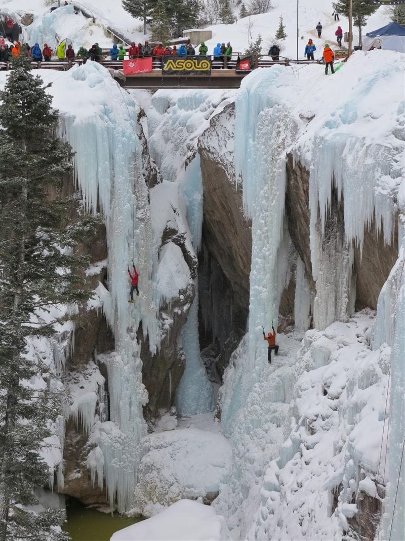 Frozen Waterfalls Create Ice Climbing Playgrounds