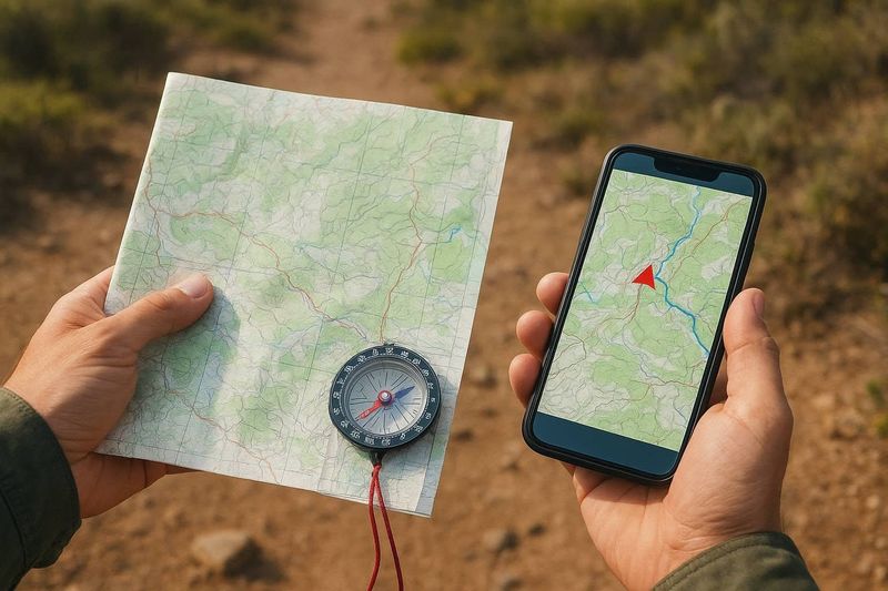 Navigation (map + compass + phone GPS backup)