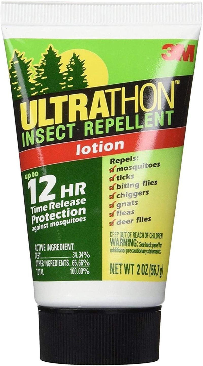 3M Ultrathon Lotion (34% DEET, time-release) — top choice when you prefer lotion