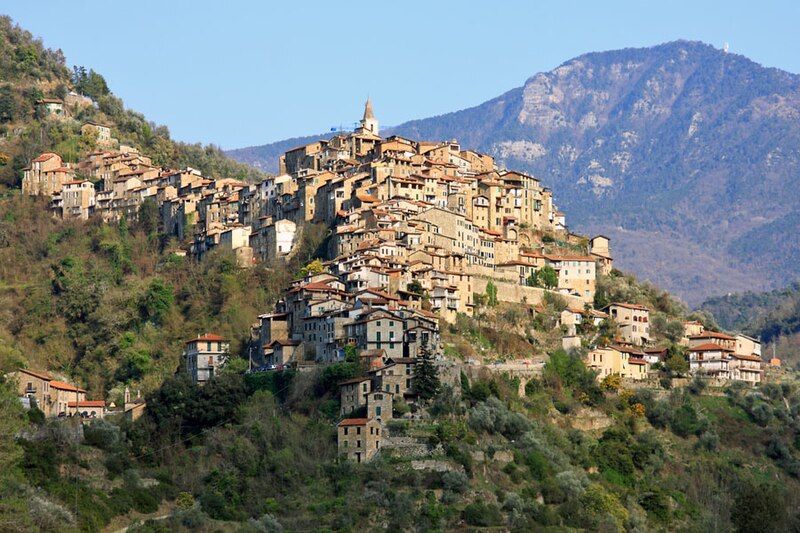 Apricale, Liguria — stacked stone houses, 13 km from the sea