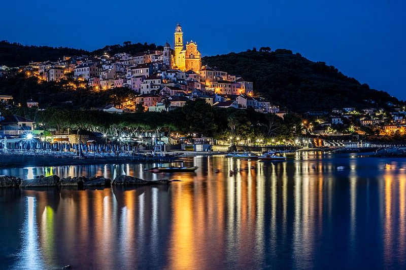 Cervo, Liguria — baroque facade, medieval bones