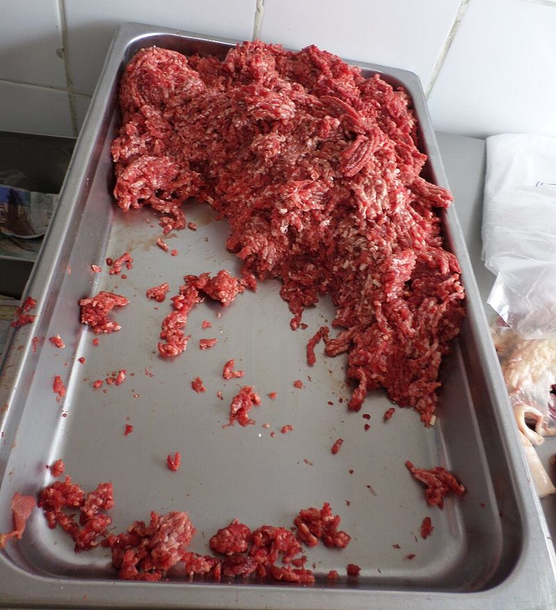 Ground beef that was CO-packaged to keep it bright red
