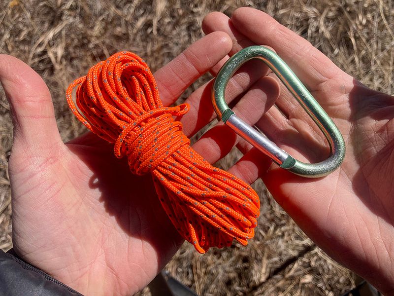 50–100 ft throw line + carabiner (for hangs where legal)