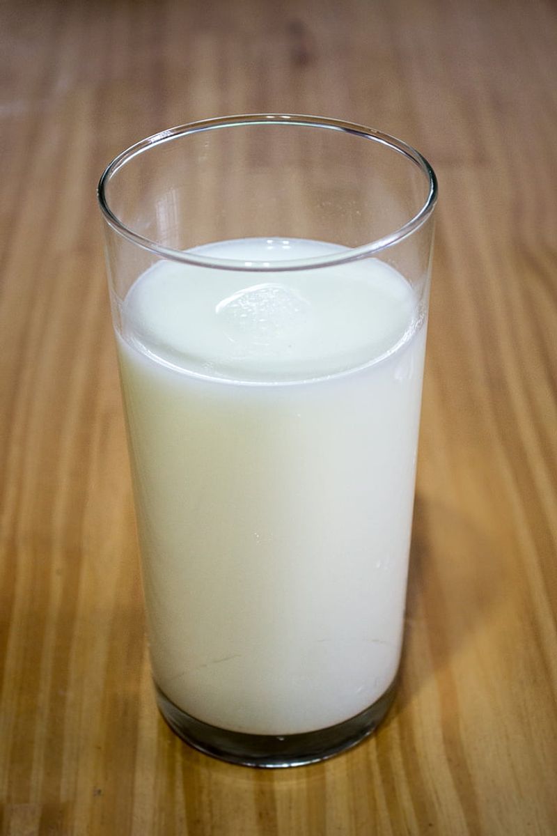 A plain glass of cow's milk