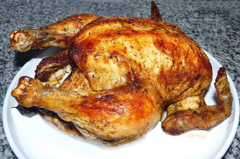 Grilled chicken from chlorine-washed poultry