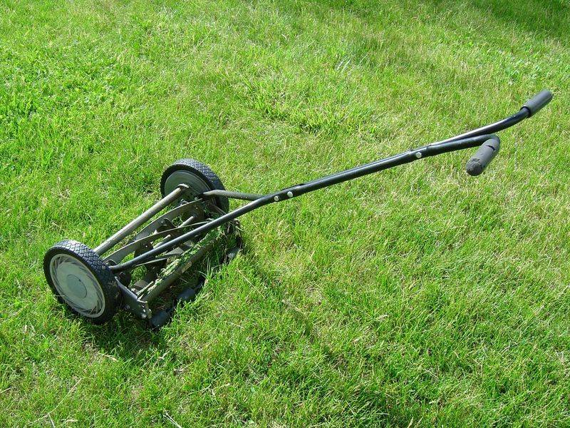 Mowing lawns with muscle