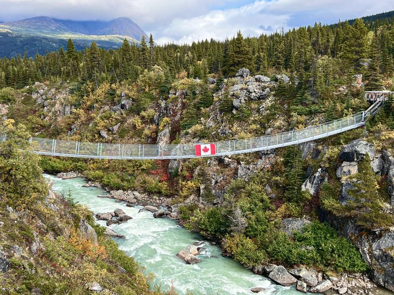 Cross the Yukon Suspension Bridge