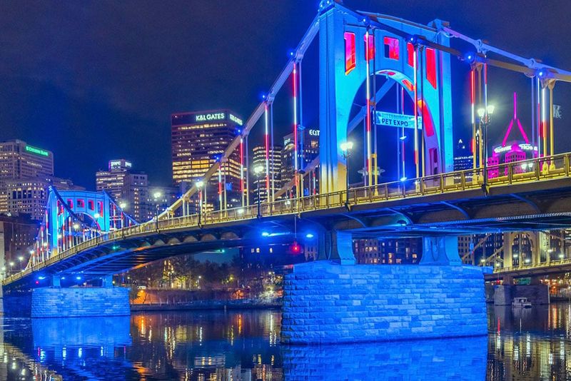 Three Sisters Bridges Light Up Pittsburgh Nights