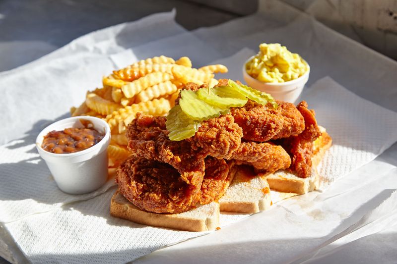 Nashville hot chicken at Prince's Hot Chicken (Nashville, TN)