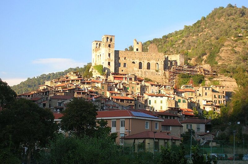 Dolceacqua, Liguria — arches, a humpback bridge & sea nearby