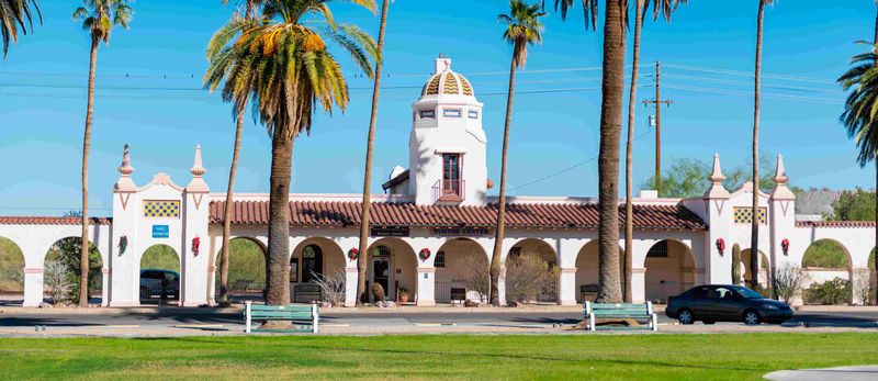 Spanish Colonial Revival architecture and historic plaza