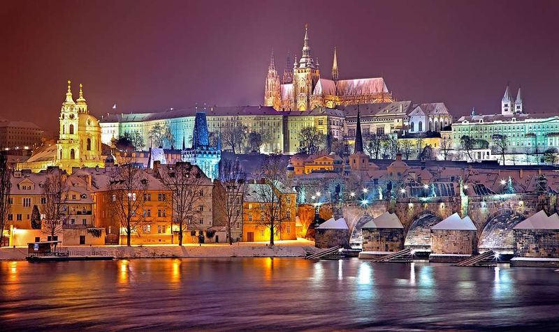 Prague, Czechia: fairy-tale old town under lights