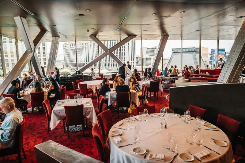 Book a fountain-view dinner