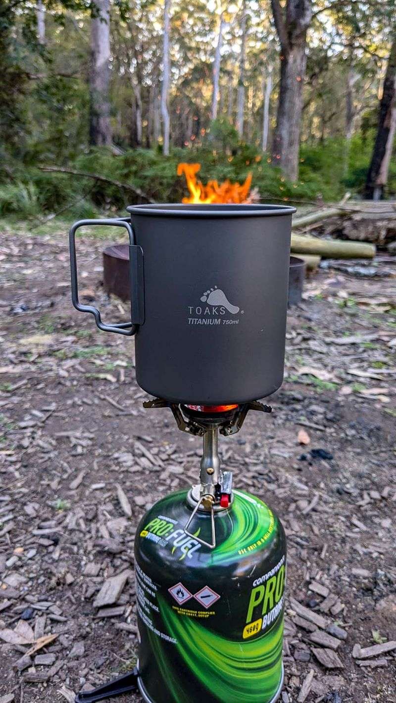 Cook setup — BRS-3000T + TOAKS 750 ml pot