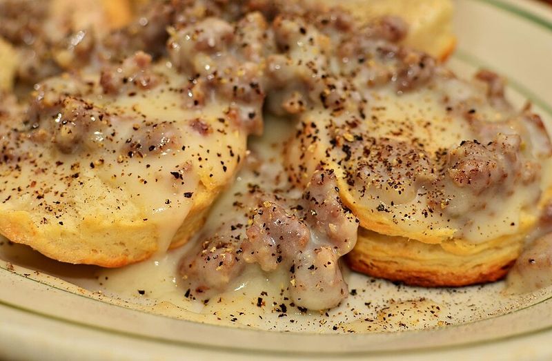 Creamy Skillet Sausage Gravy with Biscuits