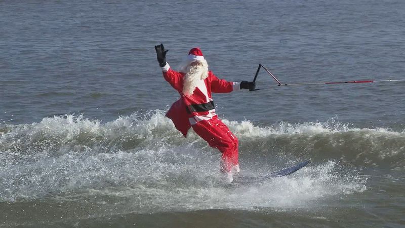 Waterskiing Santa (Dec. 24)