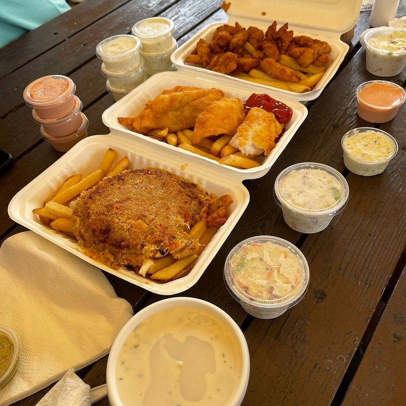 Fried Oysters, Prawns, and Popcorn Shrimp