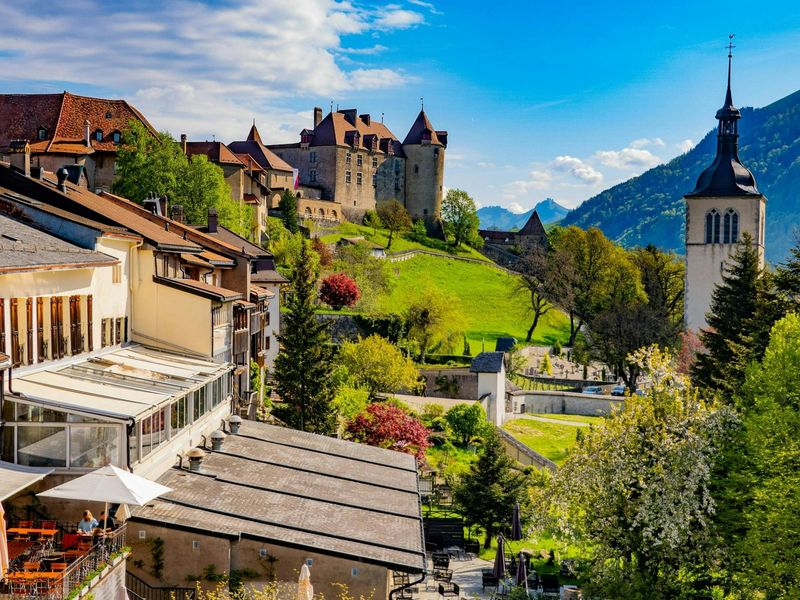 Gruyères, Switzerland - cobbled cheese town with a castle