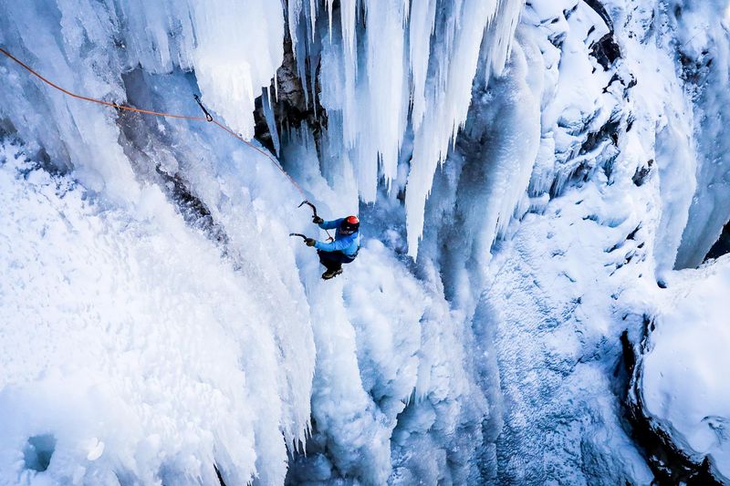 Ouray, Colorado — Ice climbing in a man-made frozen canyon