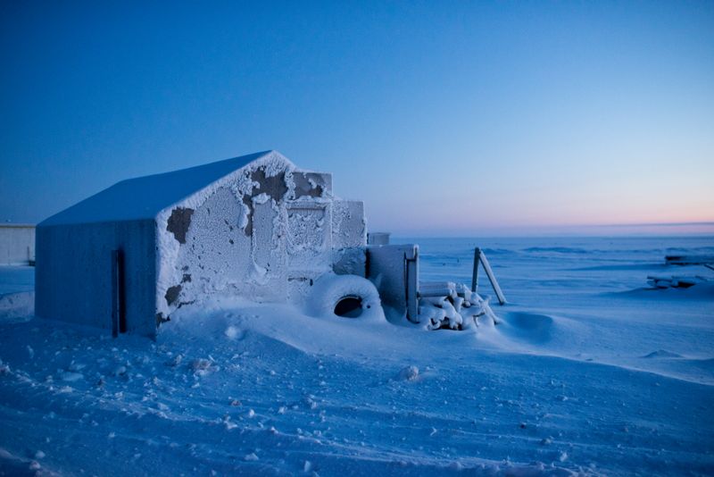 Tundra terrain and deep permafrost