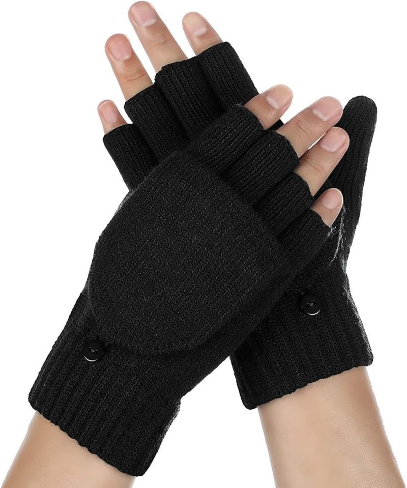 Achiou Thermal Fingerless Knit Gloves