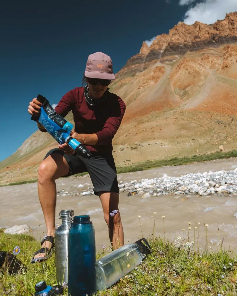 Proven water treatment (squeeze filter or pump + backup tabs)