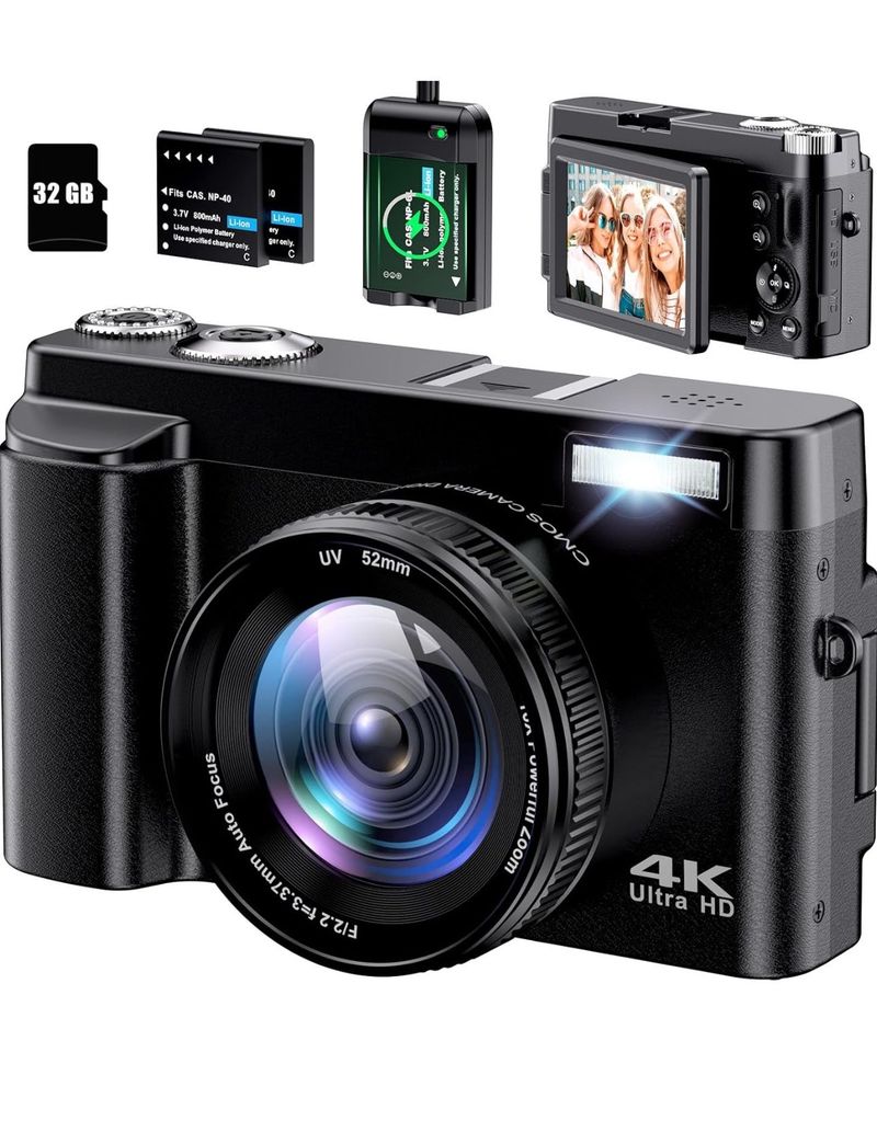 2025 4K Digital Camera Autofocus (48MP, Flip Screen)