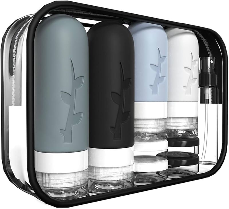 Leak-resistant refillable toiletry bottles that pass the checkpoint test