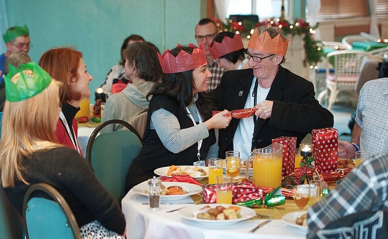 Christmas Crackers At Dinner