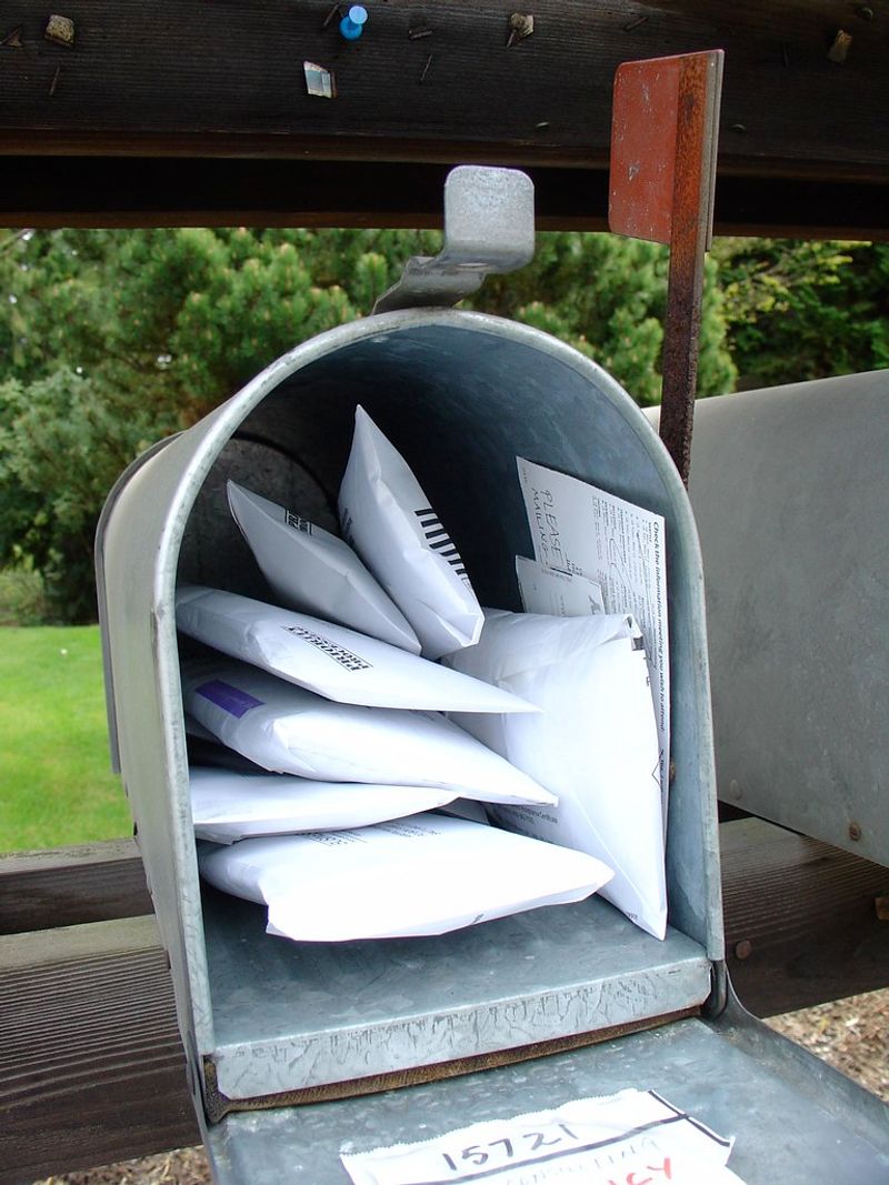 The metallic slam of a mailbox lid