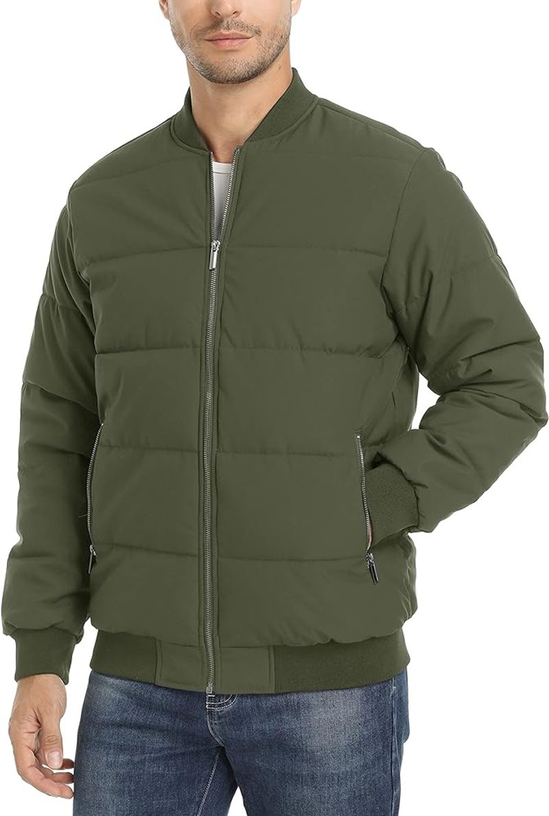 TACVASEN Quilted Water-Resistant Bomber