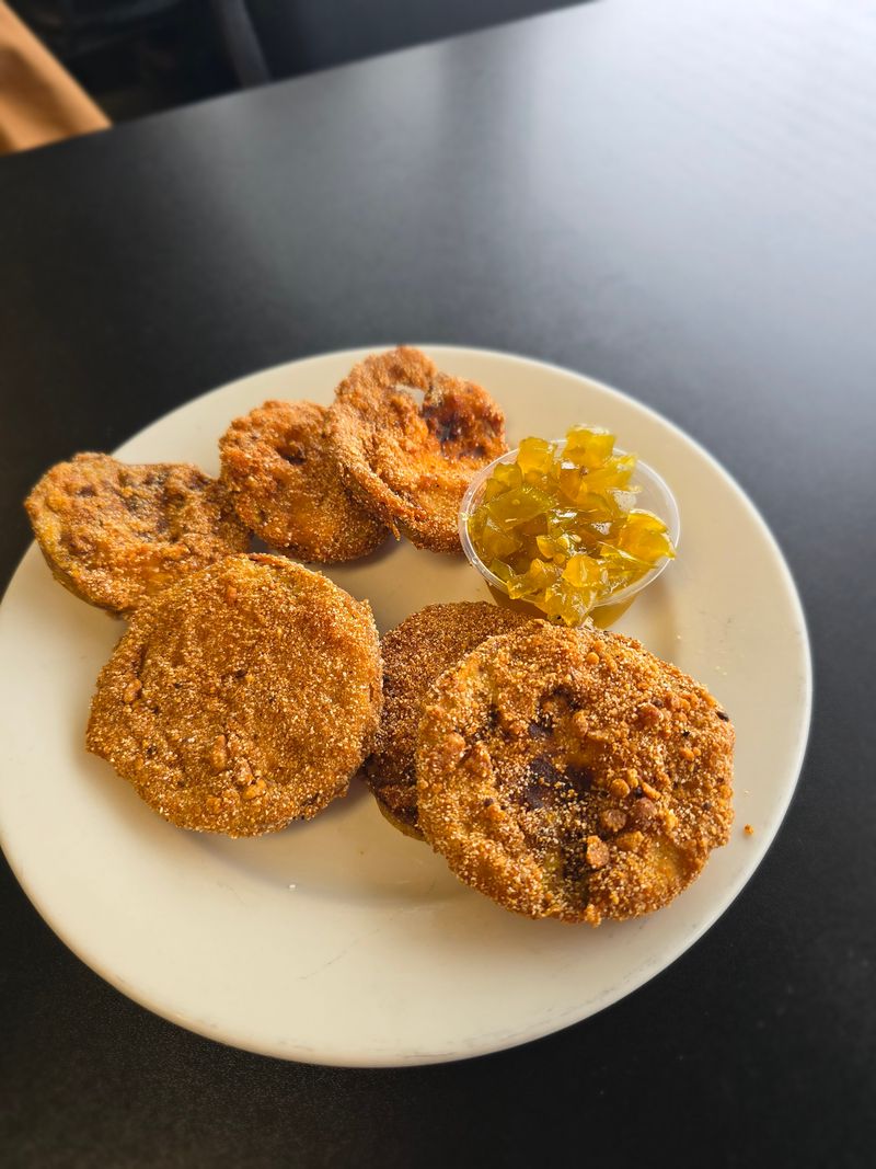 Fried green tomatoes and okra