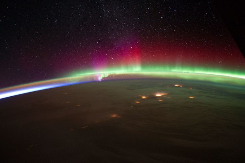 Auroras happen when solar particles excite gases in our atmosphere