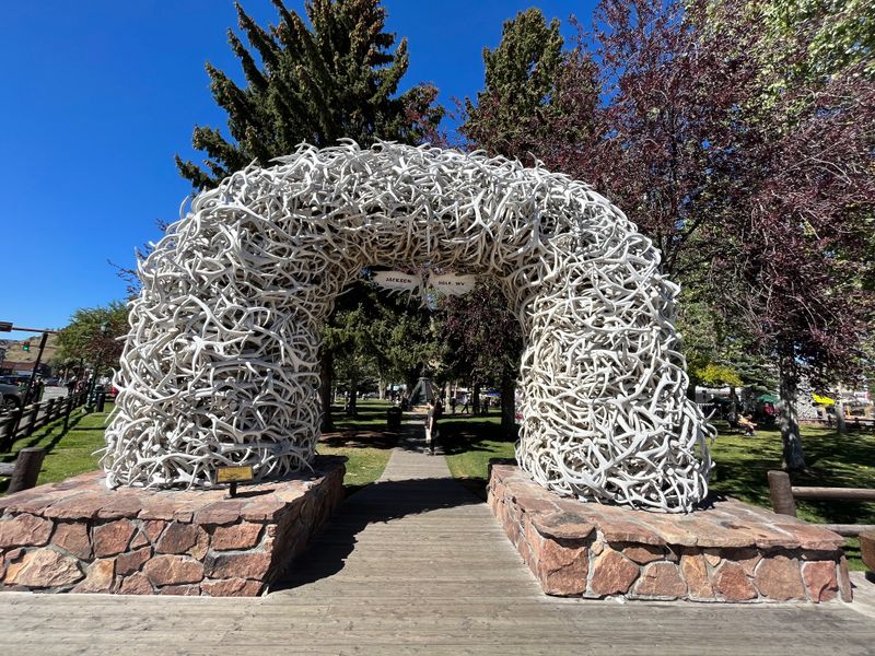 Walk through the Elk Antler Arches on Jackson Town Square