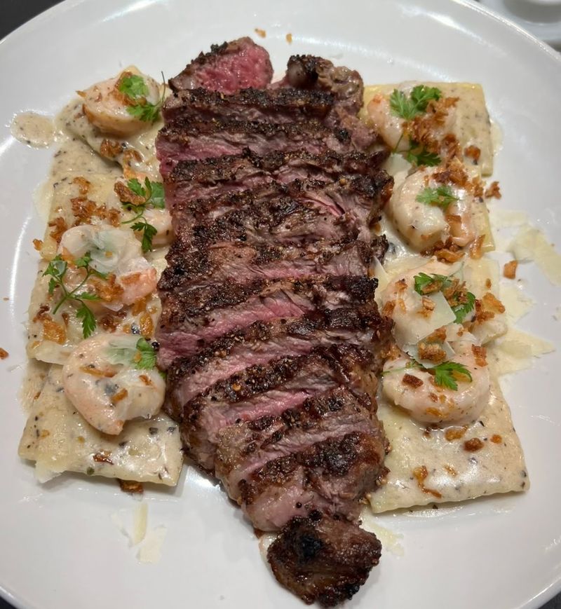 Steak And Ravioli Bianco