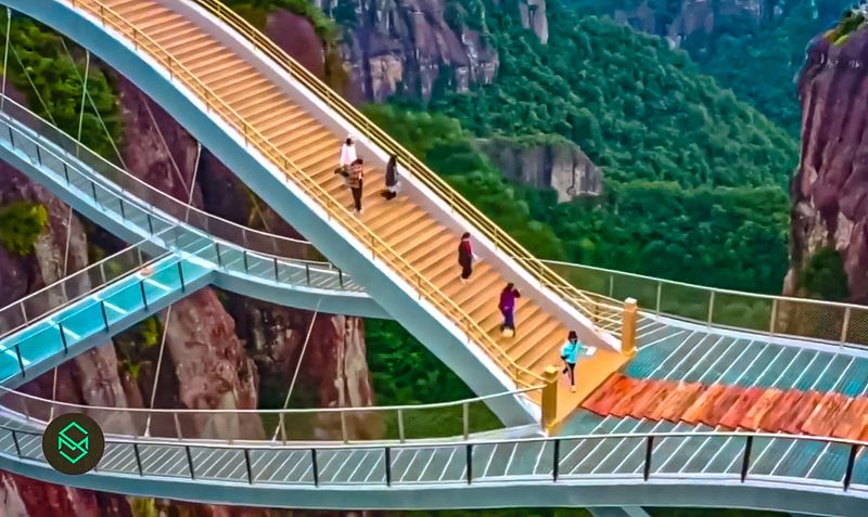 The scariest part for many visitors isn't the glass - it's the steep arch with stairs